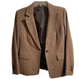 Chadwick women's tan & orange herringbone blazer size 6P